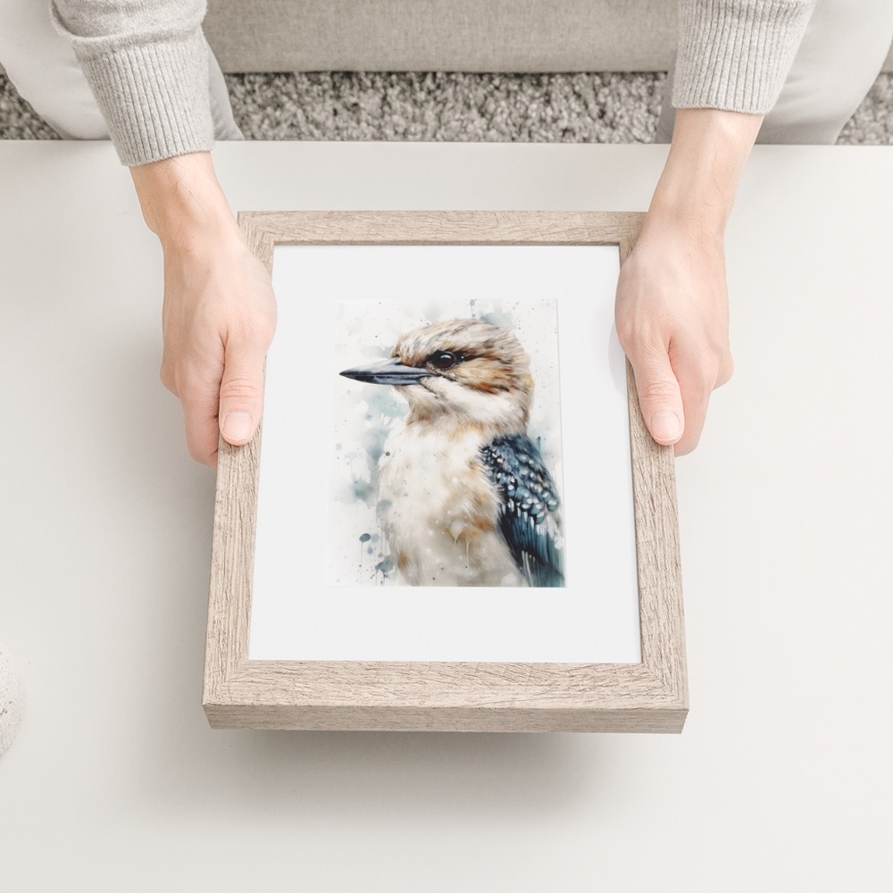 Watercolor Kookaburra Bird Portrait Wall Art Illustration Print Unframed - Picture 7 of 9